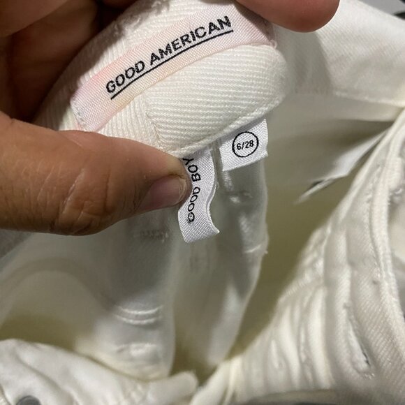 Good American Good Boy White Distressed Jeans 6 - Picture 8 of 8